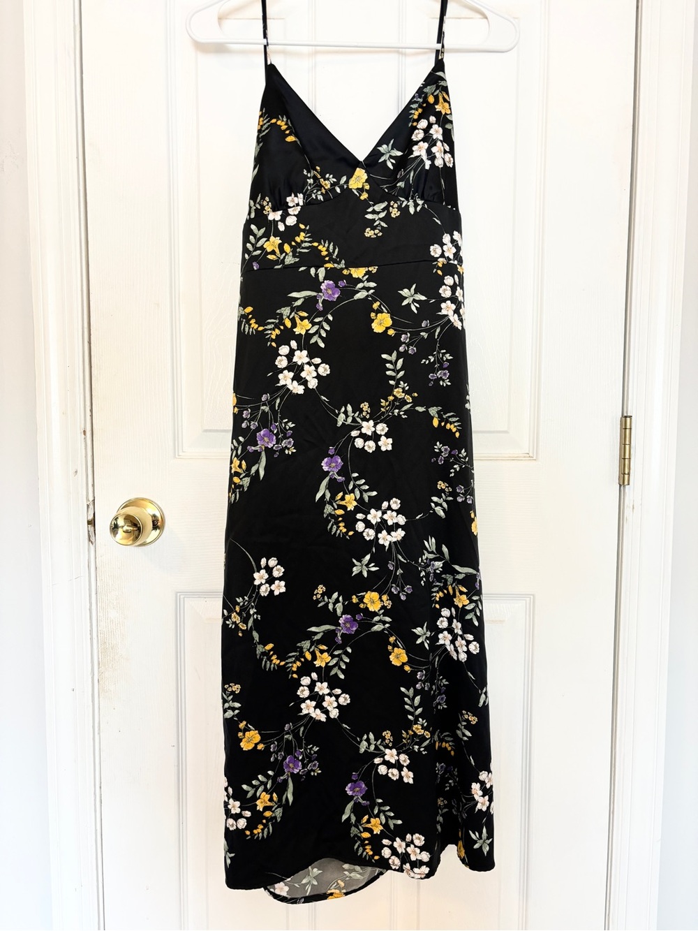 Tie-Back Black Floral Slip Dress - Picture 3 of 4